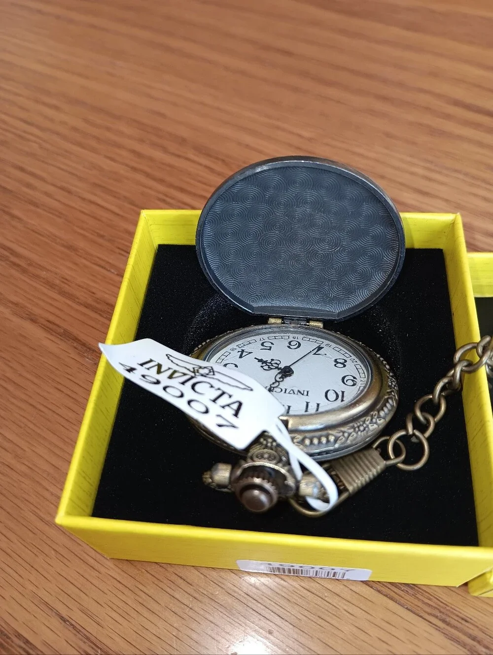 Invicta Skull Pocket Watch with Red Eye Accent. New. With Chain.